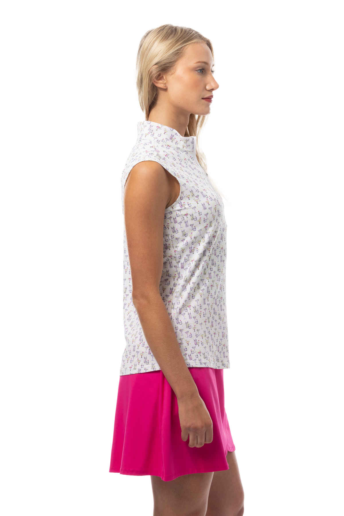 SANSOLEIL 1/4 ZIP SLEEVELESS PRINT MOCK. CADDY COOLER. MULTI.  900627P - SanSoleil