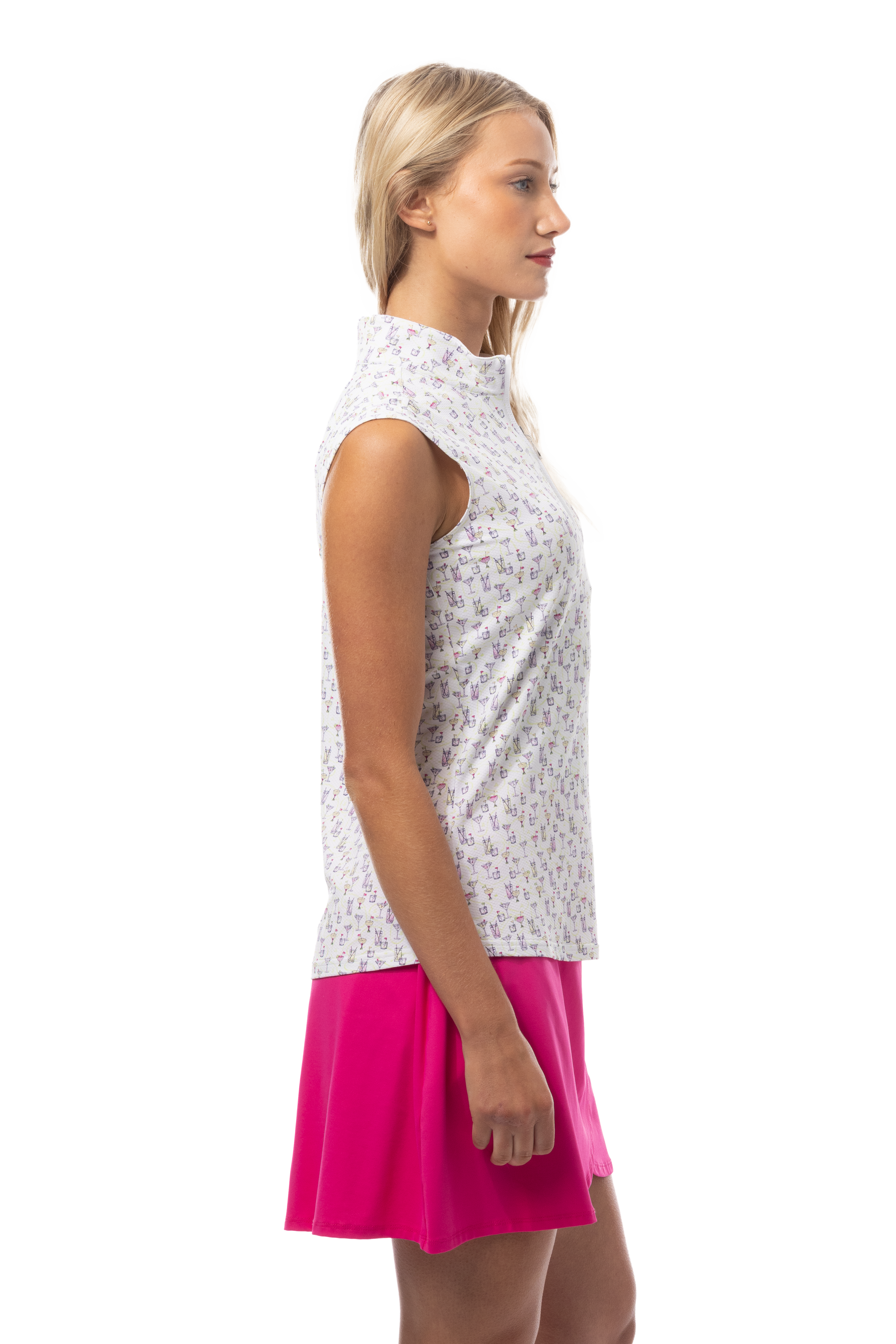 SANSOLEIL 1/4 ZIP SLEEVELESS PRINT MOCK. CADDY COOLER. MULTI.  900627P - SanSoleil