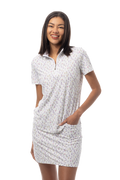 SanSoleil 1/4 Zip Short Sleeve Print Mock. CADDY COOLER. MULTI. 900628 - SanSoleil