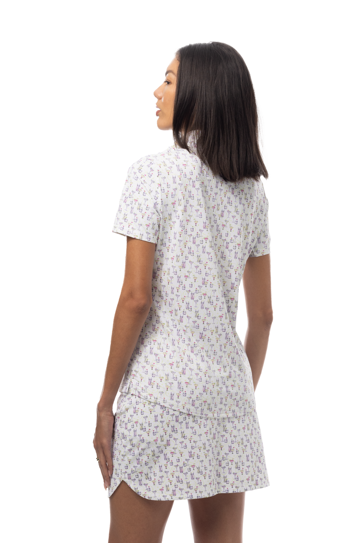 SanSoleil 1/4 Zip Short Sleeve Print Mock. CADDY COOLER. MULTI. 900628 - SanSoleil