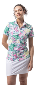 SanSoleil 1/4 Zip Short Sleeve Print Mock. GIRLS TRIP. MULTI. 900628 - SanSoleil