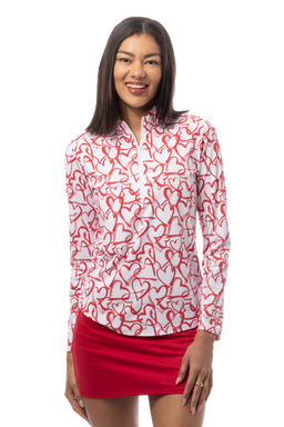 SANSOLEIL COOL ULTRA-MESH ZIP MOCK. AMOUR. RED. 900653 - SanSoleil