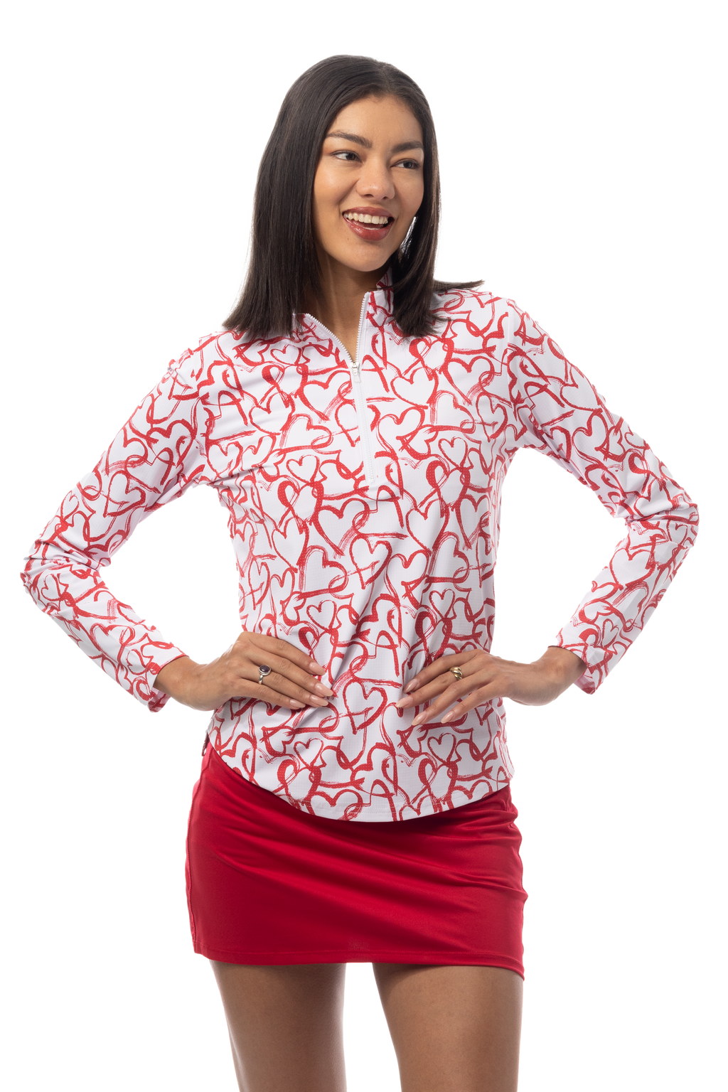 SANSOLEIL COOL ULTRA-MESH ZIP MOCK. AMOUR. RED. 900653 - SanSoleil