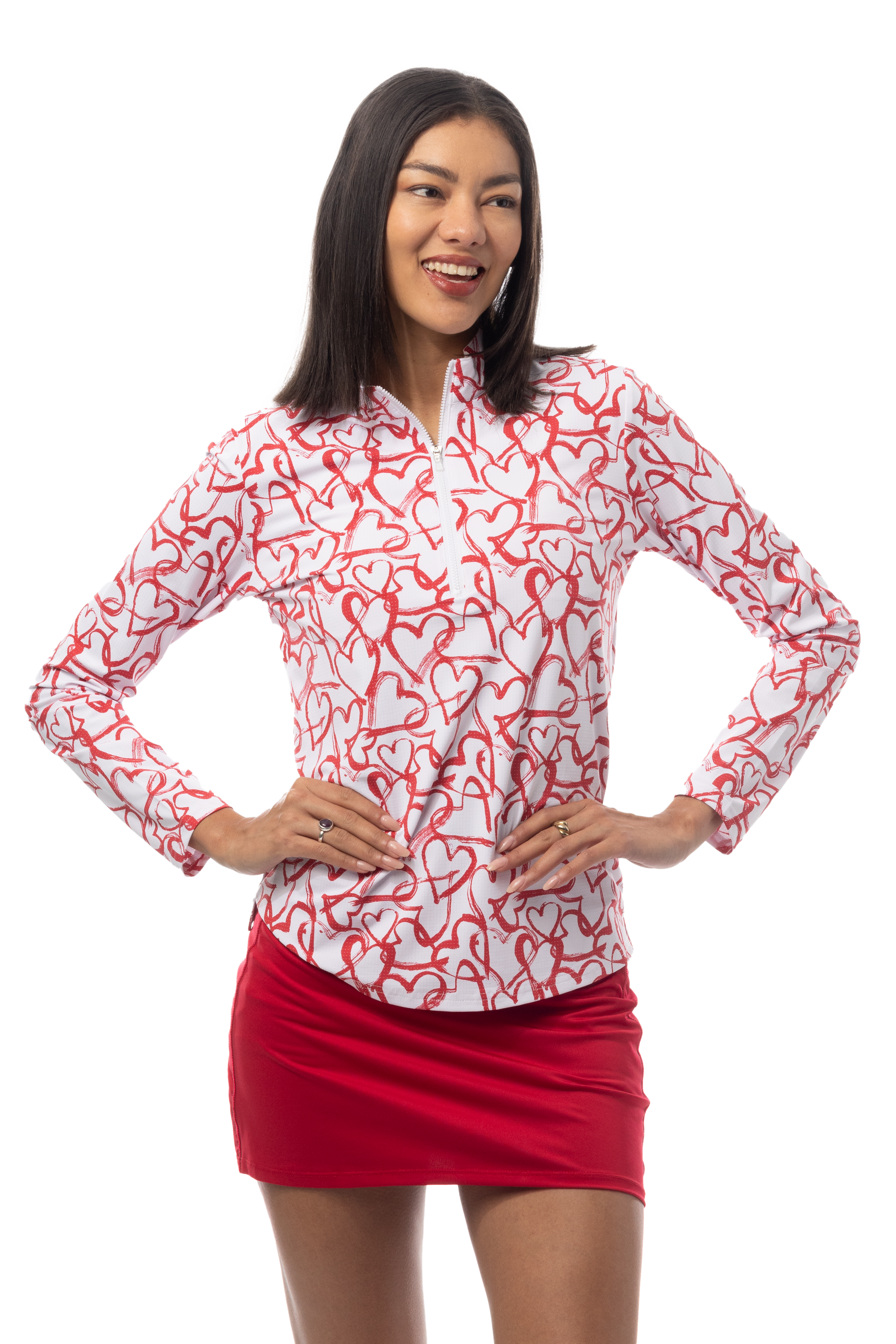 SANSOLEIL COOL ULTRA-MESH ZIP MOCK. AMOUR. RED. 900653 - SanSoleil