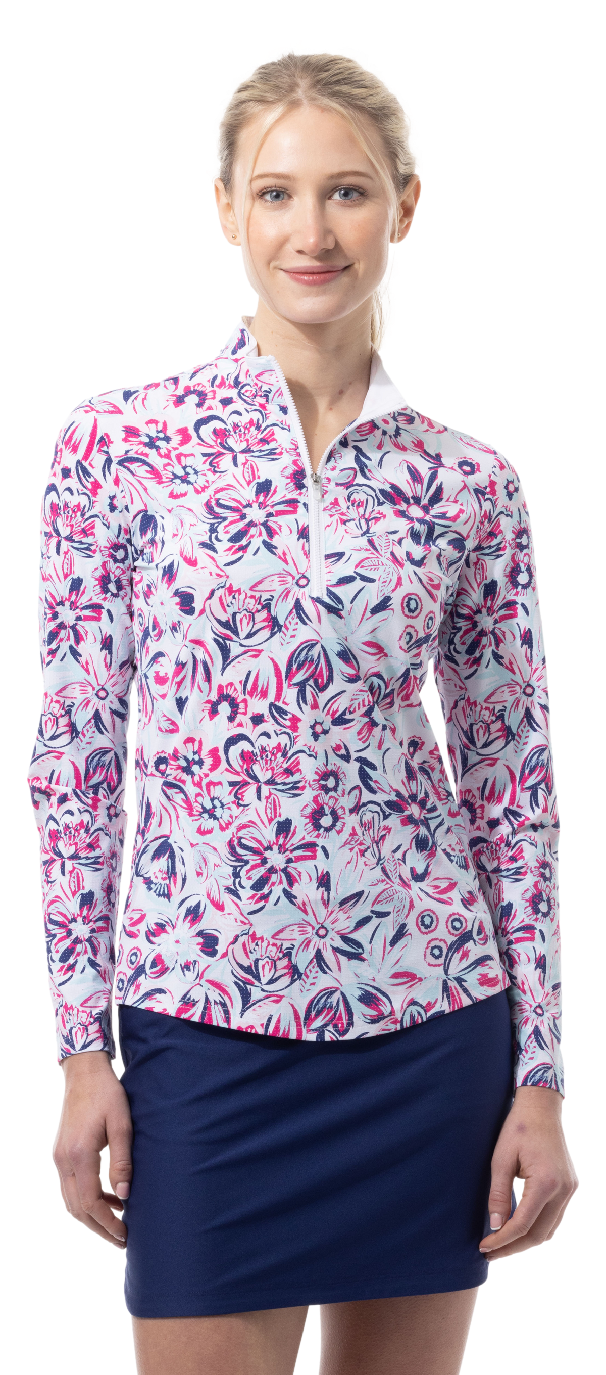 SANSOLEIL COOL ULTRA-MESH ZIP MOCK. DAVINA. PINK. 900653 - SanSoleil
