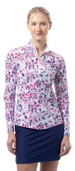 SANSOLEIL COOL ULTRA-MESH ZIP MOCK. DAVINA. PINK. 900653 - SanSoleil