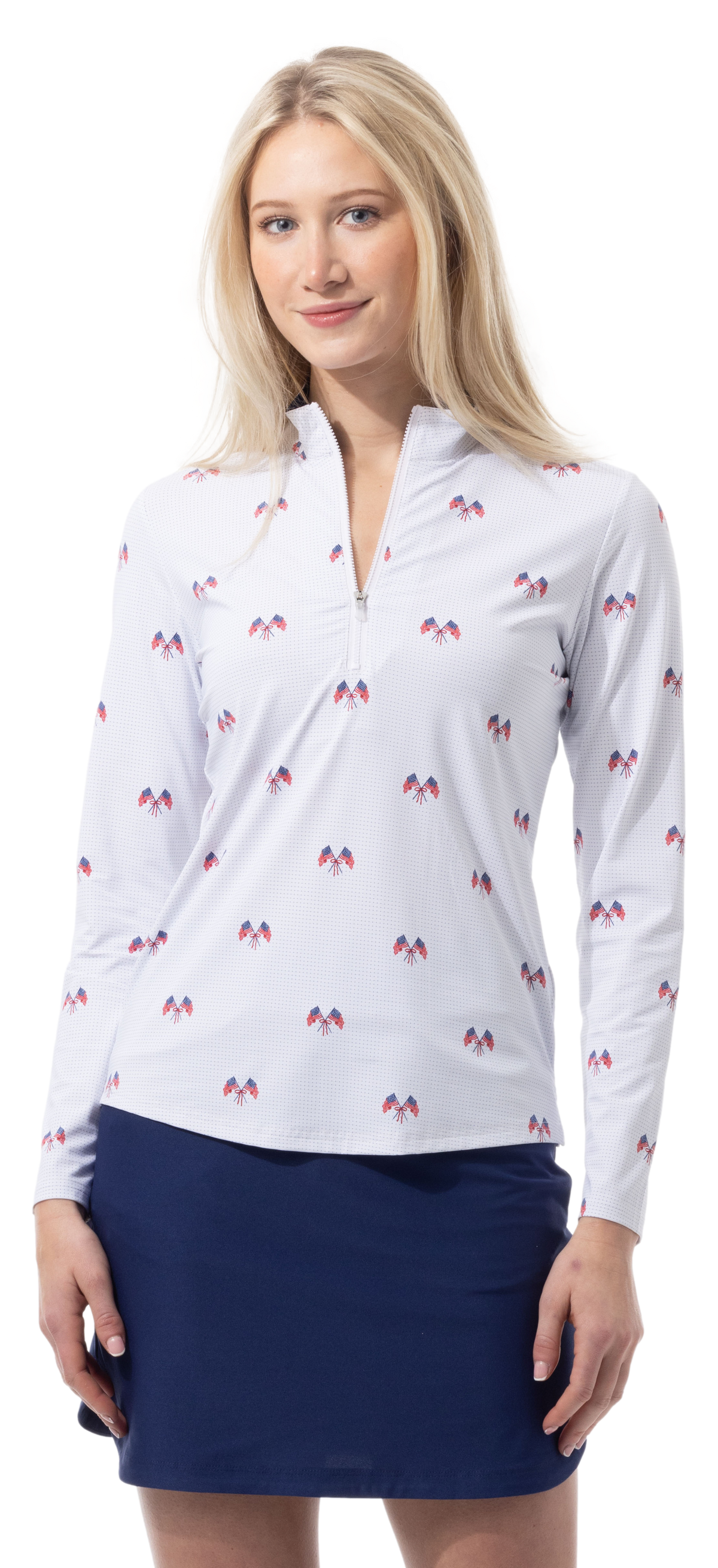 SANSOLEIL COOL ULTRA-MESH ZIP MOCK. PARADE DAY. 900653 - SanSoleil