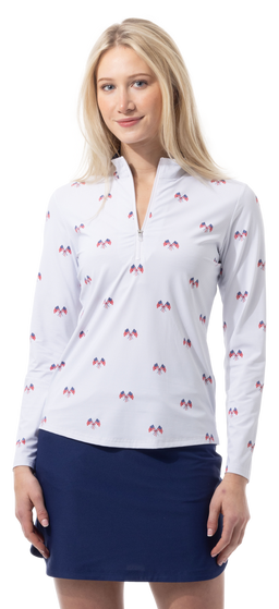 SANSOLEIL COOL ULTRA-MESH ZIP MOCK. PARADE DAY. 900653 - SanSoleil