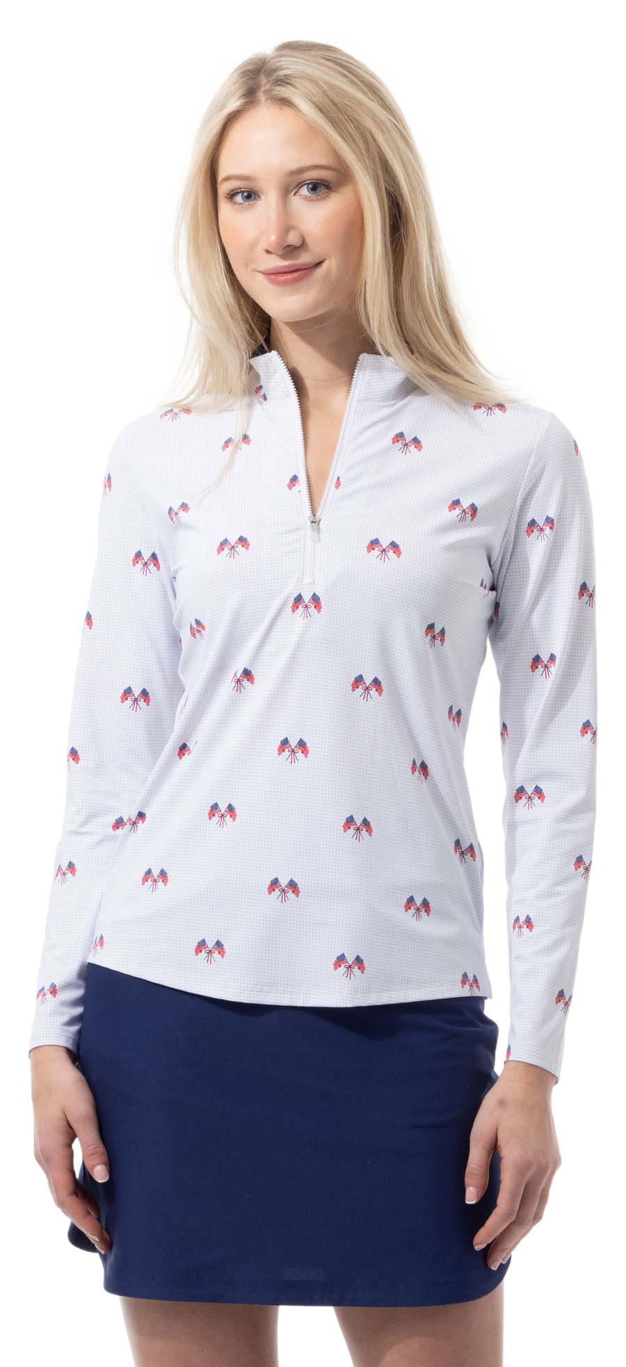 SANSOLEIL COOL ULTRA-MESH ZIP MOCK. PARADE DAY. 900653 - SanSoleil