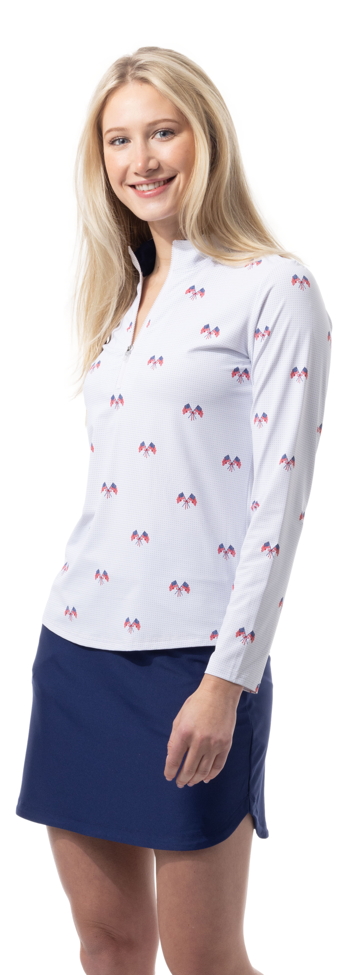 SANSOLEIL COOL ULTRA-MESH ZIP MOCK. PARADE DAY. 900653 - SanSoleil
