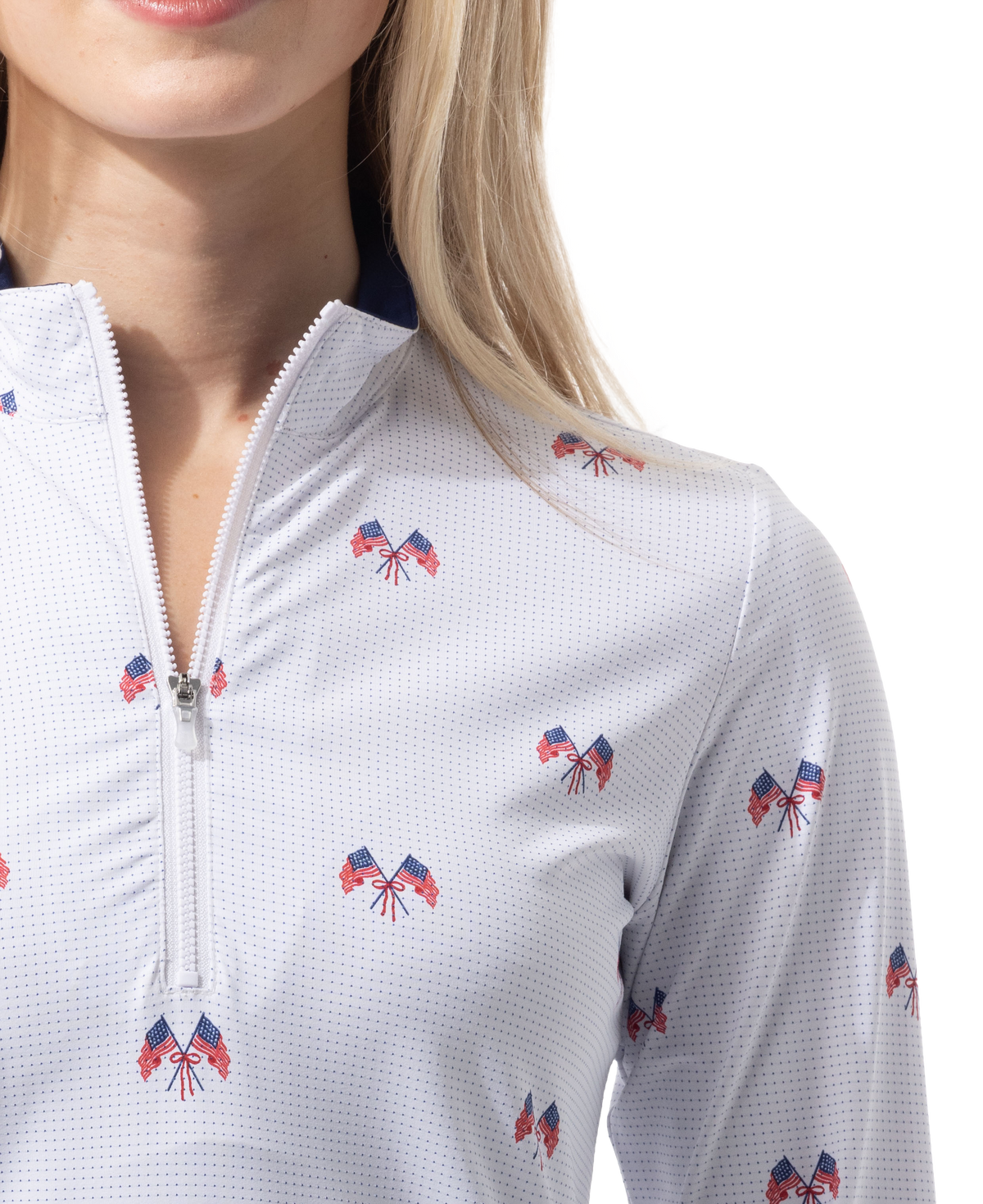 SANSOLEIL COOL ULTRA-MESH ZIP MOCK. PARADE DAY. 900653 - SanSoleil