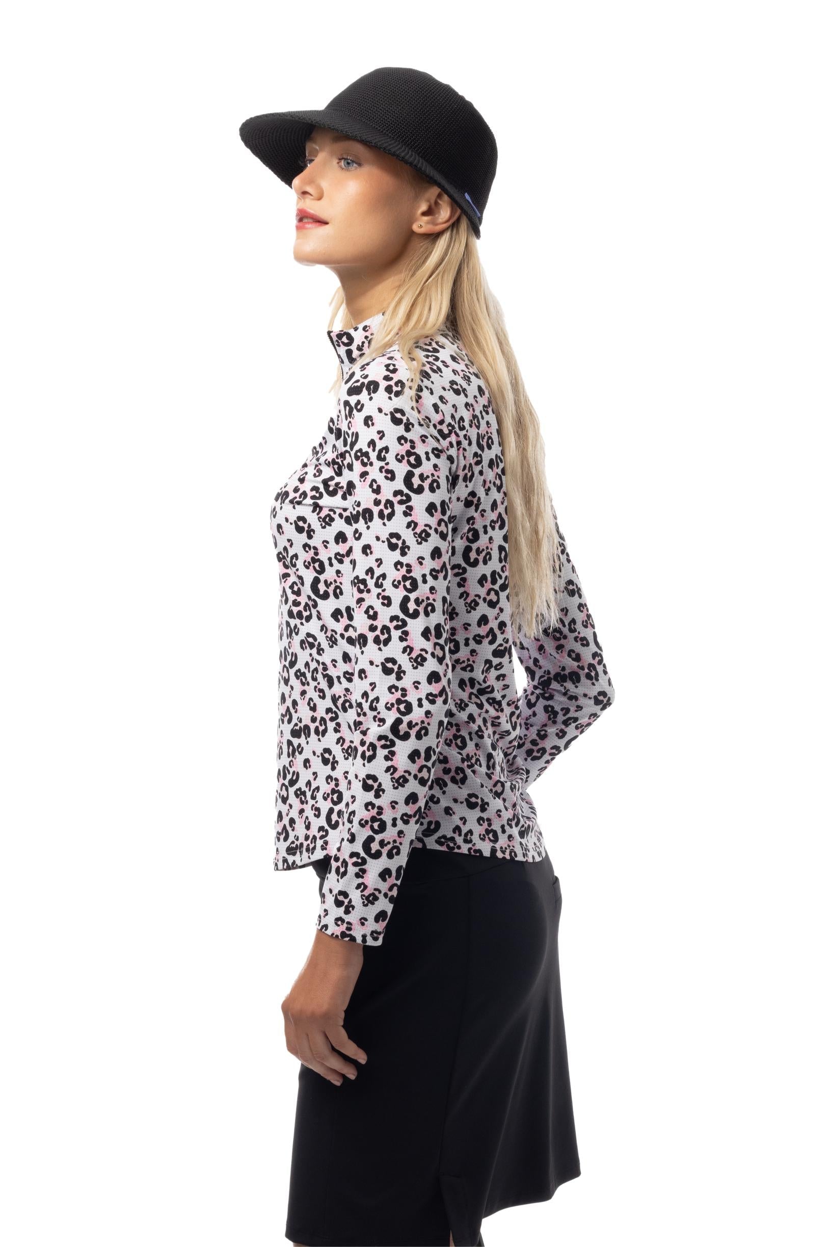 SANSOLEIL COOL ULTRA-MESH ZIP MOCK. ZOOLU. PINK. 900653 - SanSoleil