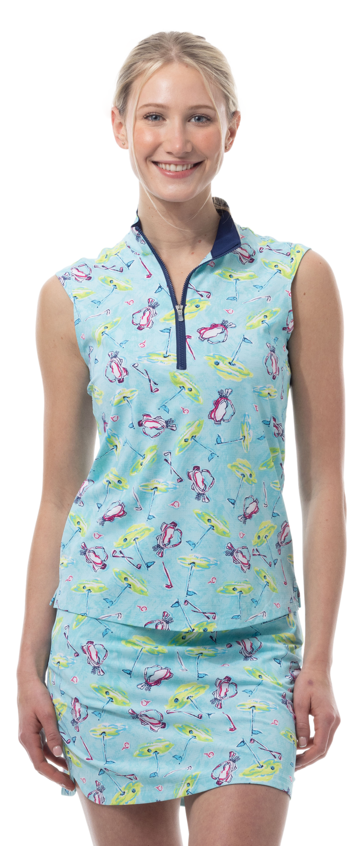 SANSOLEIL COOL ULTRA-MESH ZIP SLEEVELESS MOCK. FLAGS AND BAGS. 900654 - SanSoleil