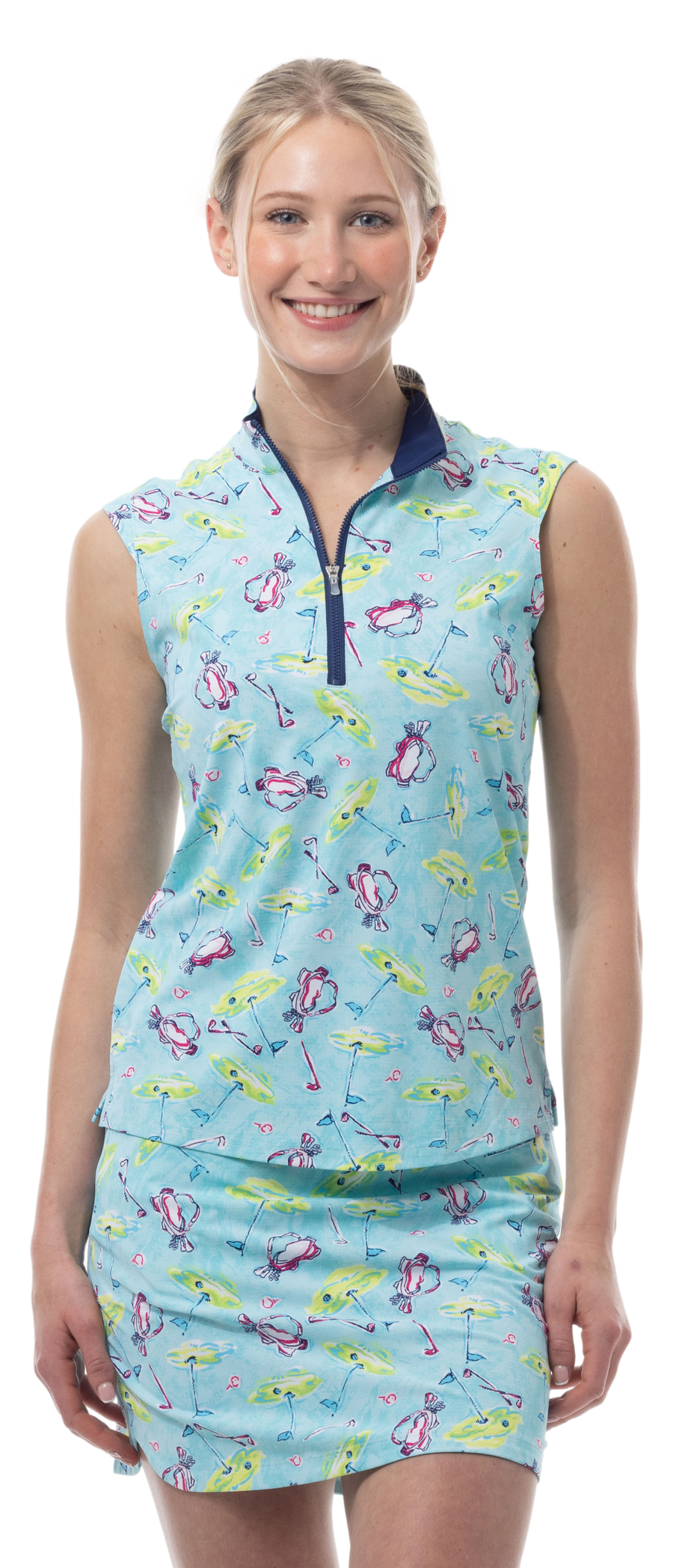 SANSOLEIL COOL ULTRA-MESH ZIP SLEEVELESS MOCK. FLAGS AND BAGS. 900654 - SanSoleil