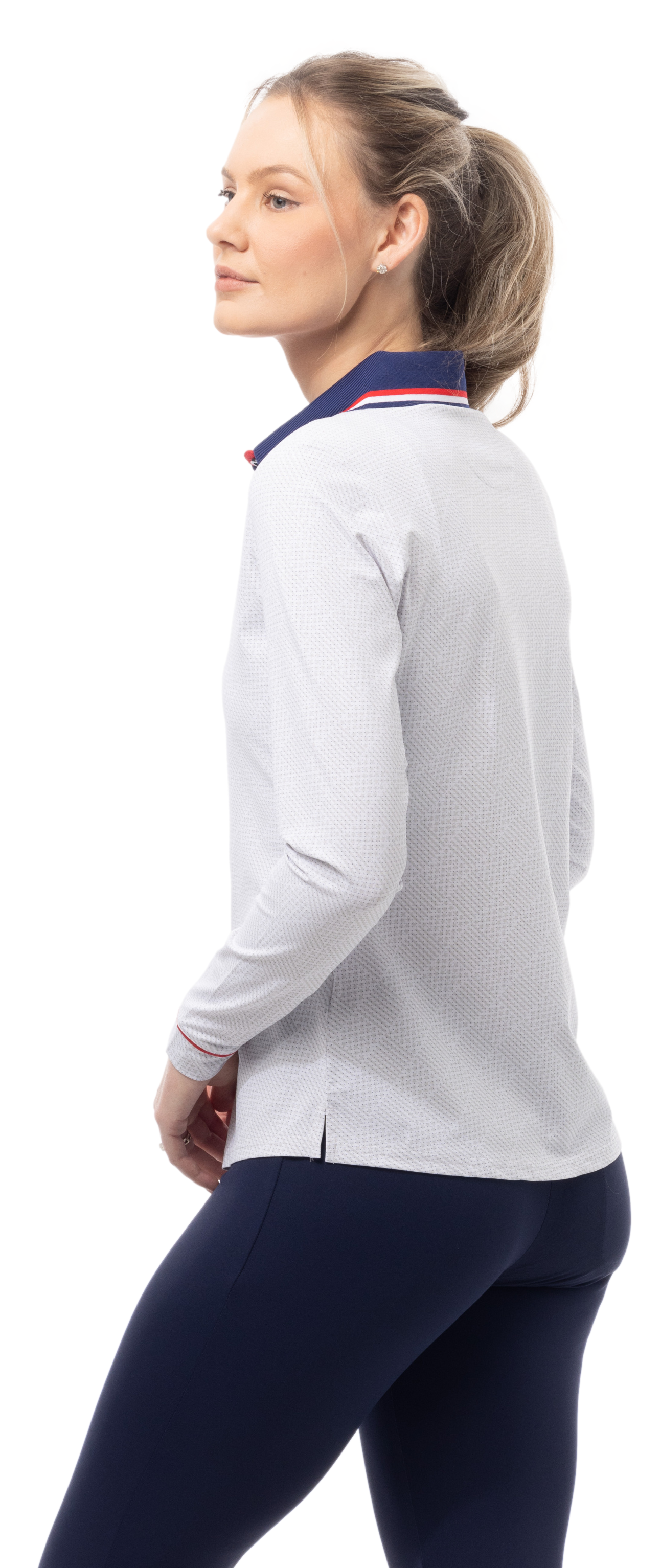 SOLAIR COOL ULTRA-MESH FIVE-BUTTON PRINT POLO. BETSY. WHITE. 900656P
