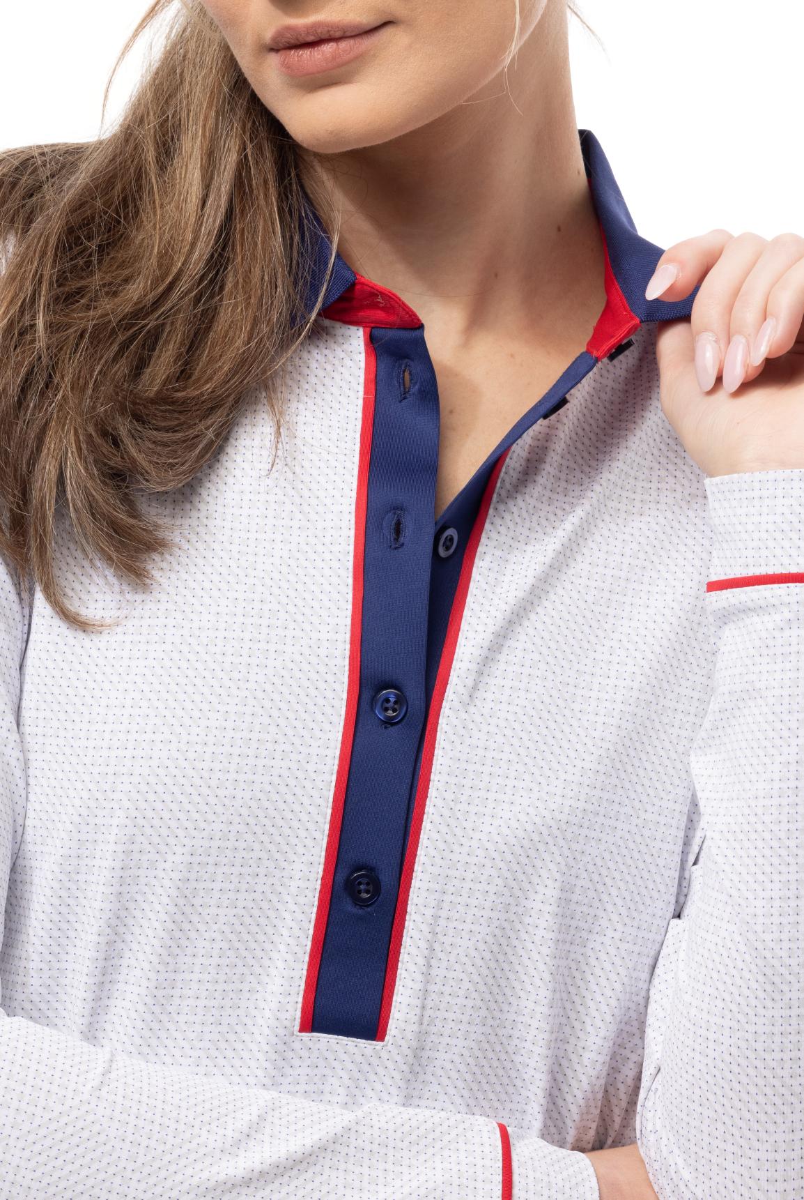 SOLAIR COOL ULTRA-MESH FIVE-BUTTON PRINT POLO. BETSY. WHITE. 900656P