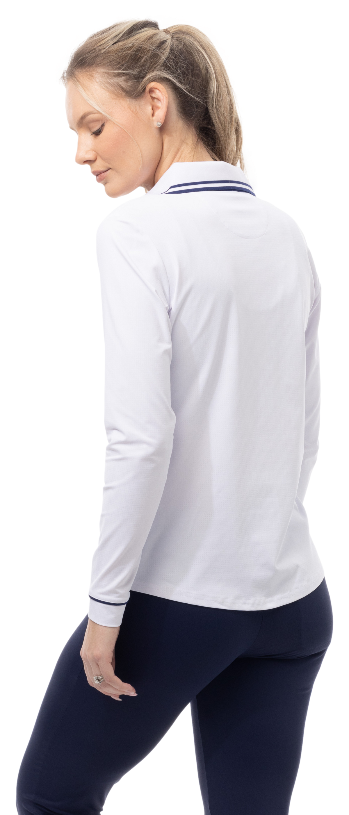 SOLAIR COOL ULTRA-MESH FIVE-BUTTON PLACKET POLO. WHITE NAVY. 900656