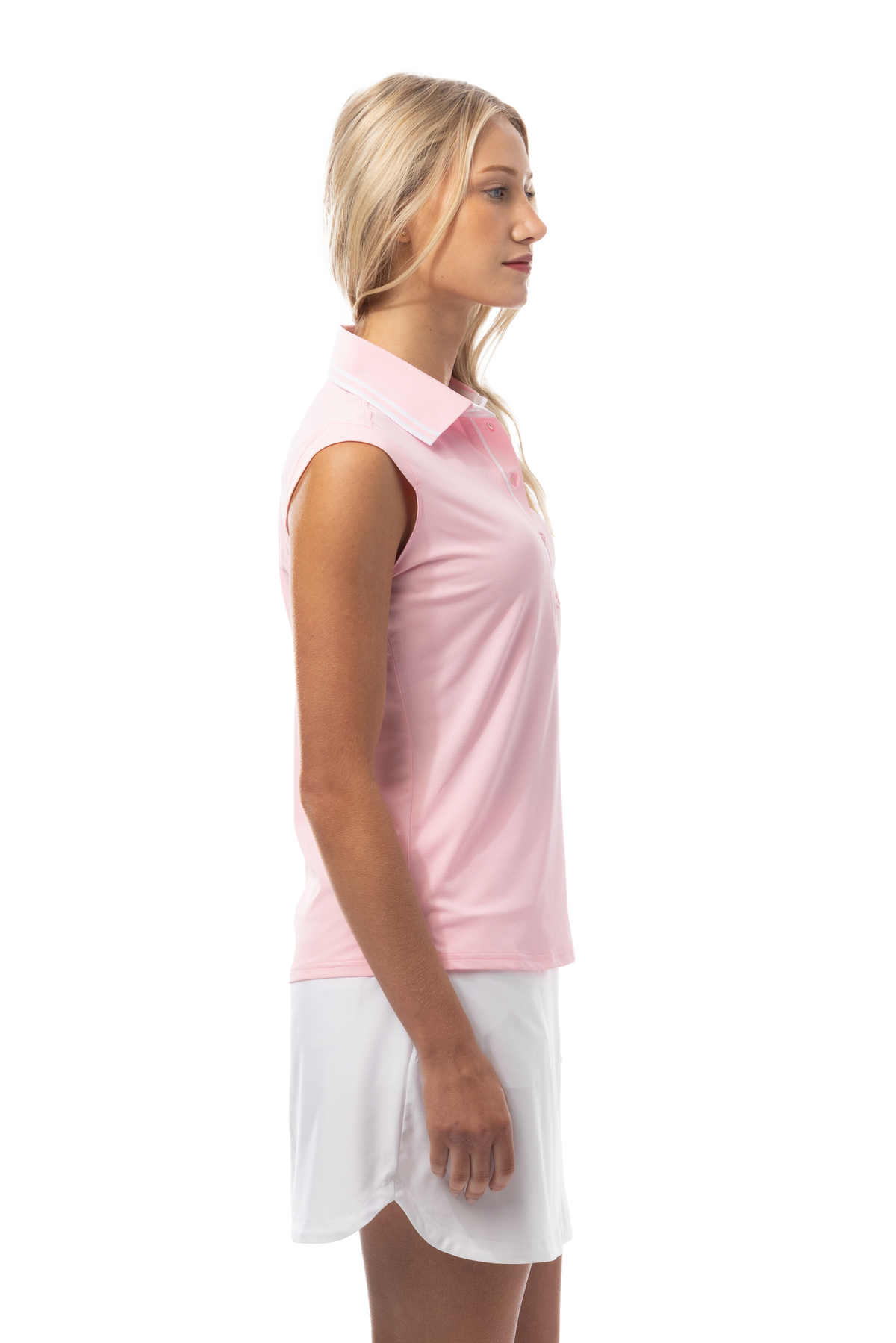SANSOLEIL COOL ULTRA-MESH SLEEVELESS POLO. PETAL PINK. 900657 - SanSoleil
