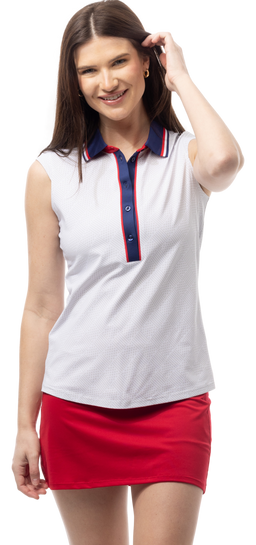 SOLAIR COOL ULTRA-MESH SLEEVELESS POLO. BETSY. WHITE. 900657P - SanSoleil