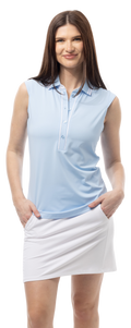 SOLAIR COOL ULTRA-MESH SLEEVELESS POLO. COASTAL BLUE. 900657 - SanSoleil