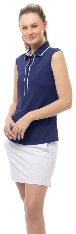 SOLAIR COOL ULTRA-MESH SLEEVELESS POLO. NAVY. 900657 - SanSoleil