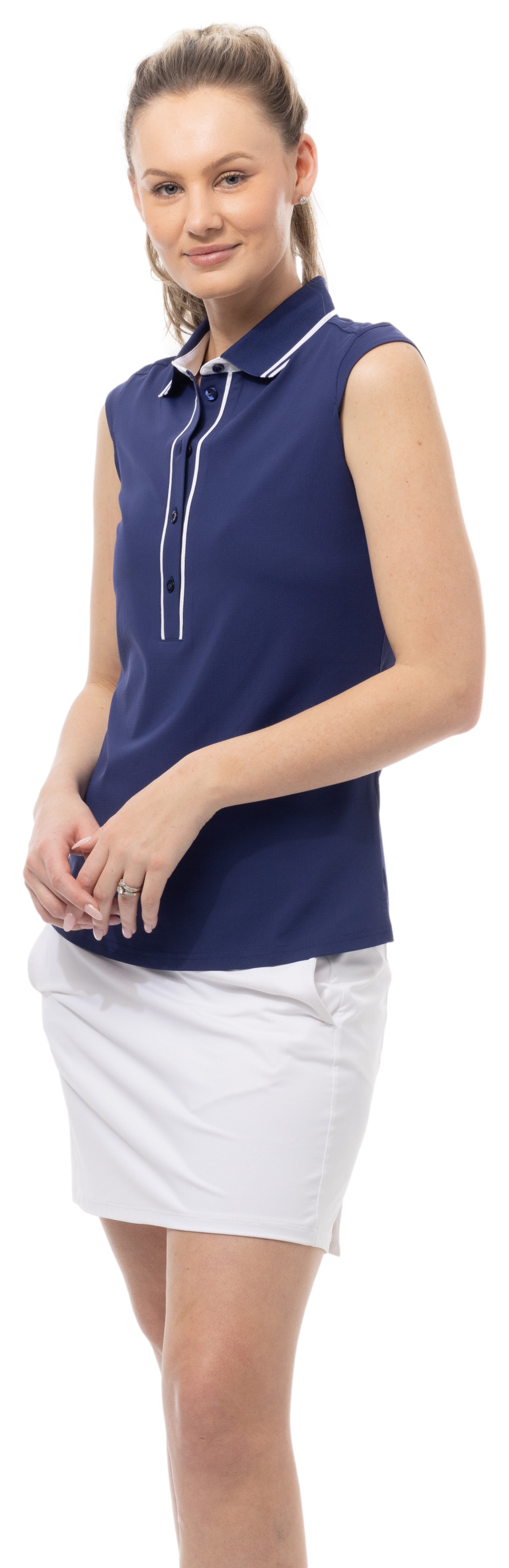 SOLAIR COOL ULTRA-MESH SLEEVELESS POLO. NAVY. 900657 - SanSoleil