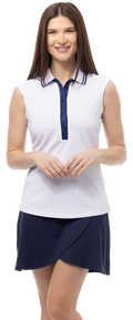 SOLAIR COOL ULTRA-MESH SLEEVELESS POLO. WHITE. 900657 - SanSoleil