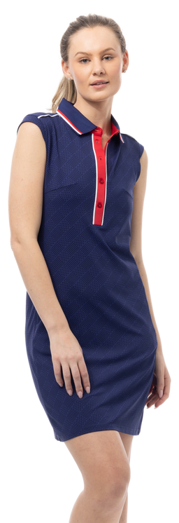 SOLSTYLE COOL SLEEVELESS POLO COLLAR DRESS. BETSY. NAVY. 900725 - SanSoleil