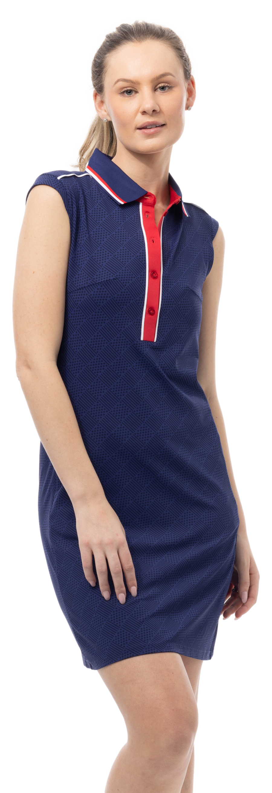 SOLSTYLE COOL SLEEVELESS POLO COLLAR DRESS. BETSY. NAVY. 900725 - SanSoleil