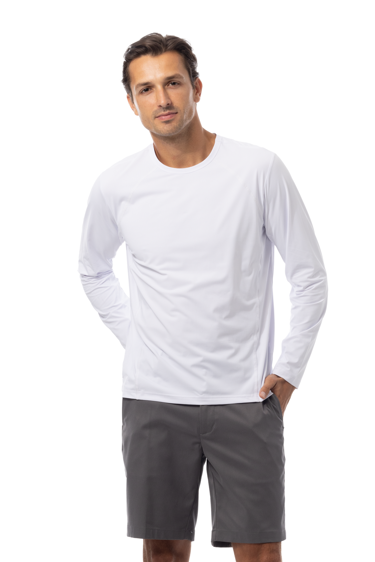 SOLAIR MEN'S CREW NECK W/MESH. WHITE. 900825C - SanSoleil