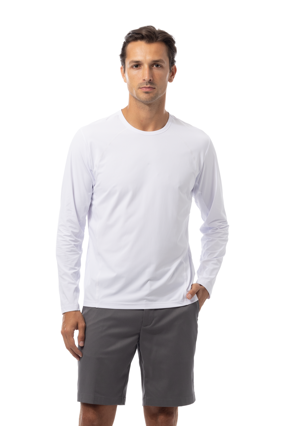 SOLAIR MEN'S CREW NECK W/MESH. WHITE. 900825C - SanSoleil