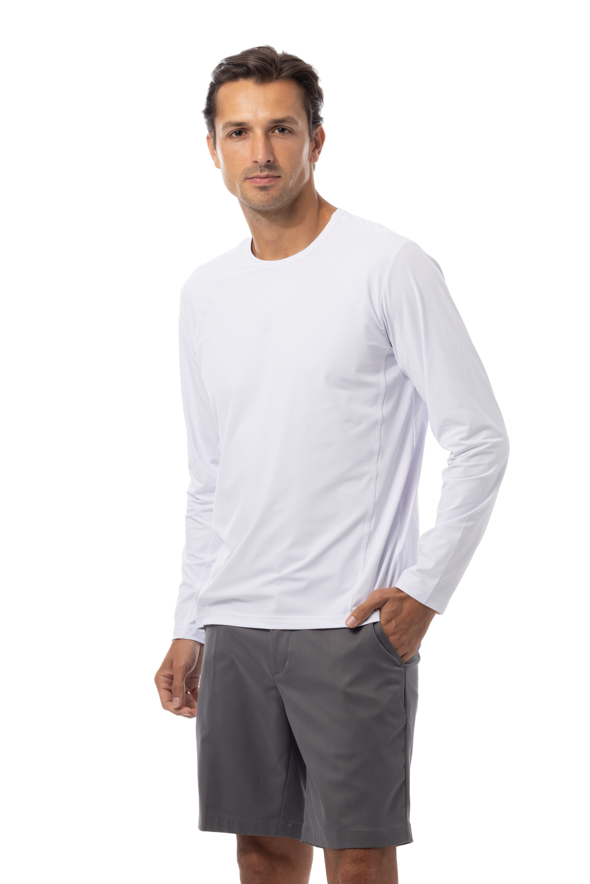 SOLAIR MEN'S CREW NECK W/MESH. WHITE. 900825C - SanSoleil