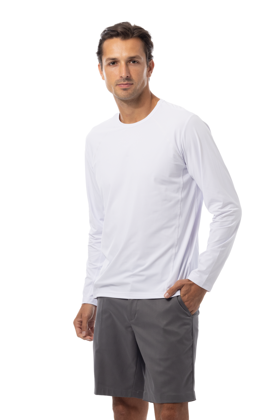 SOLAIR MEN'S CREW NECK W/MESH. WHITE. 900825C - SanSoleil