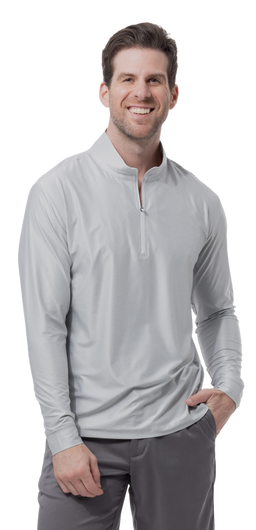 MEN'S SOLTEK ICE CHECK 1/4 ZIP MOCK. MELANGE DOVE CHECK.  900838 - SanSoleil