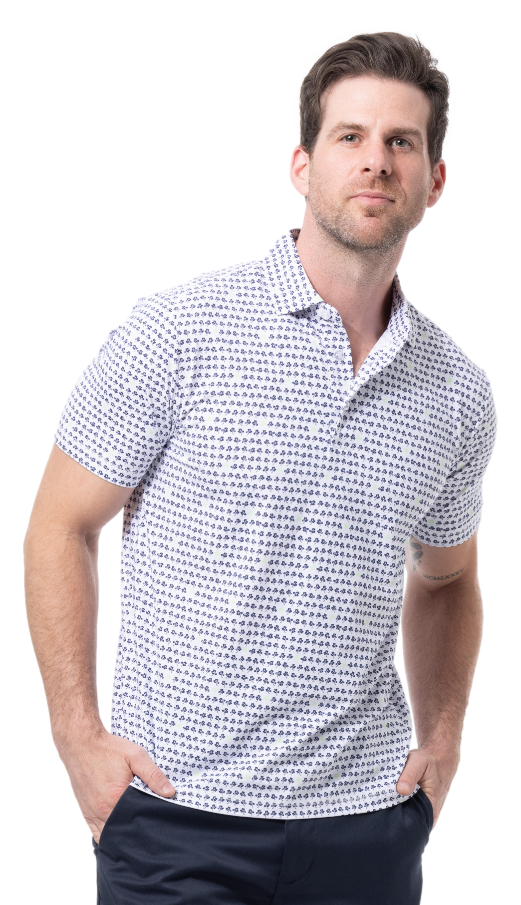 MEN'S SOLAIR COOL PRINT POLO. LUCKY BREAK.  900840A - SanSoleil