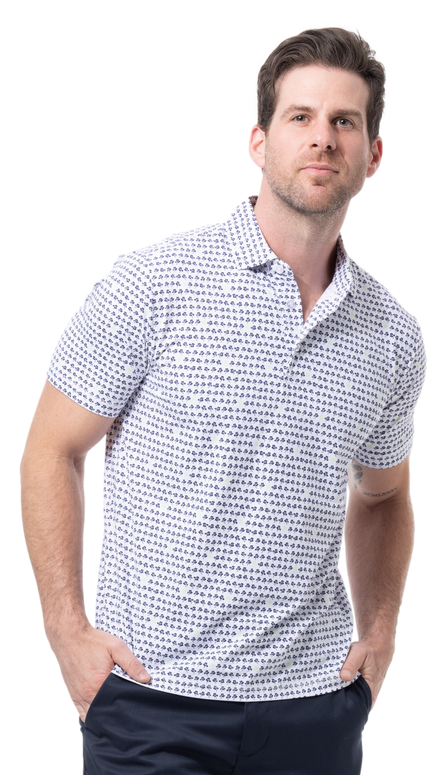 MEN'S SOLAIR COOL PRINT POLO. LUCKY BREAK.  900840A - SanSoleil