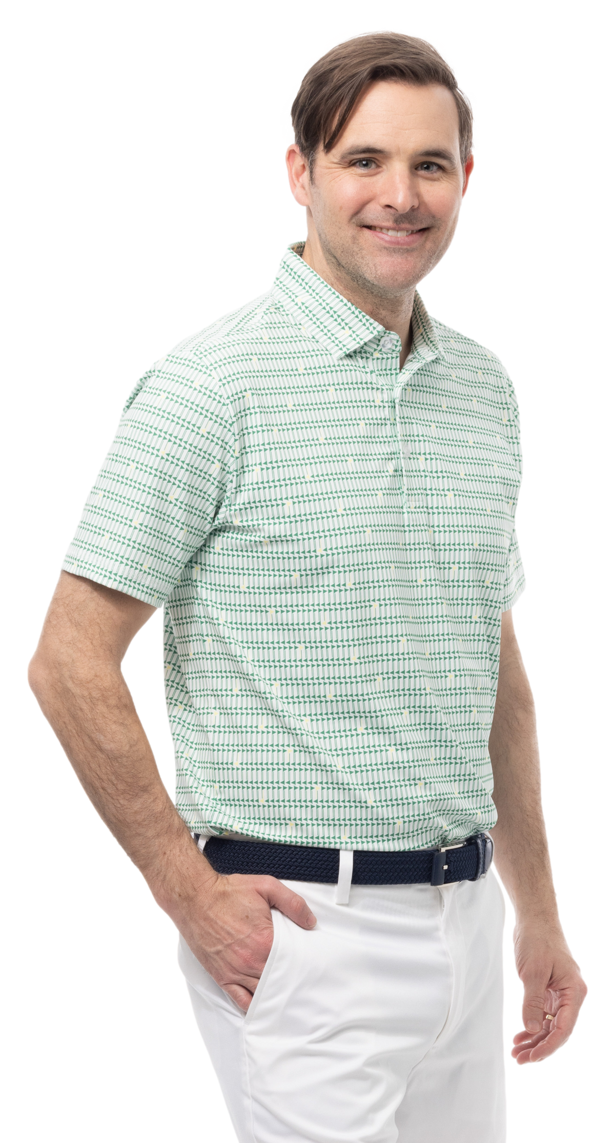 SANSOLEIL MEN'S SHORT SLEEVE PRINT POLO. MASTERMIND. GREEN.  900840 - SanSoleil