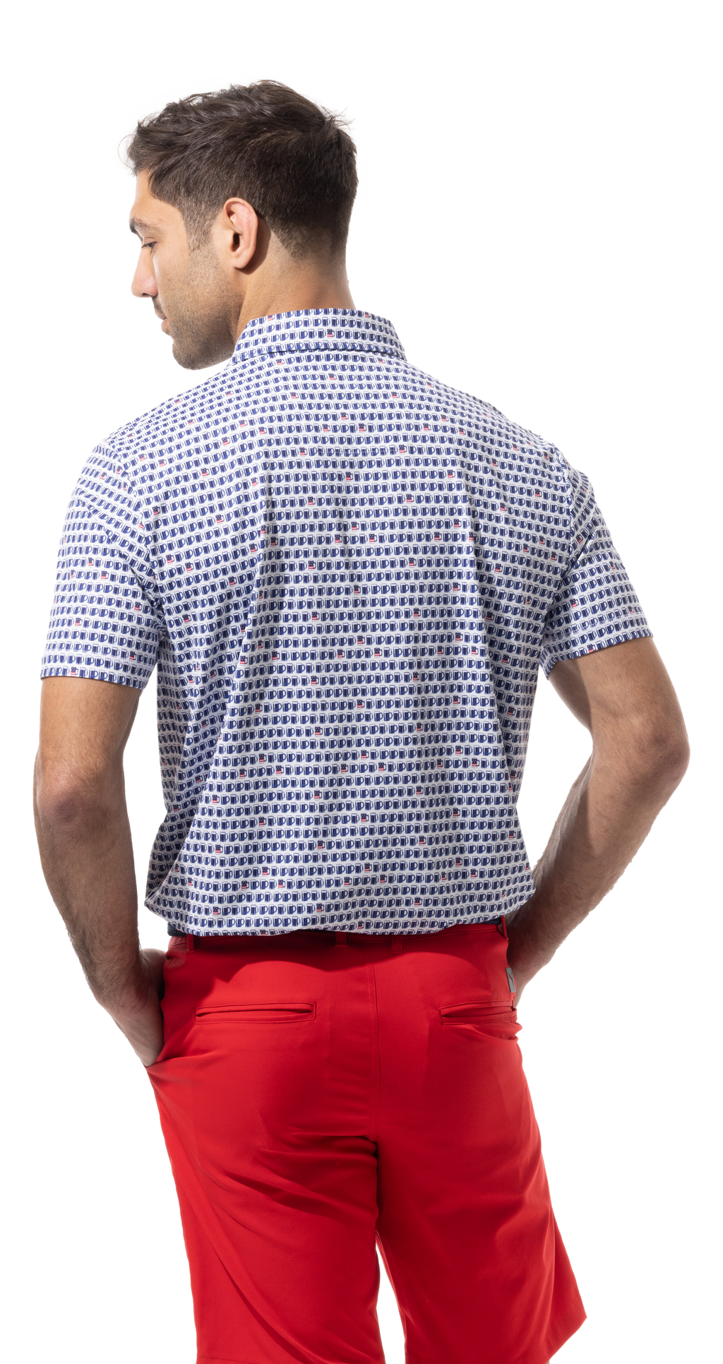 SANSOLEIL MEN'S BUTTON PRINT POLO. US ALE.  900840 - SanSoleil