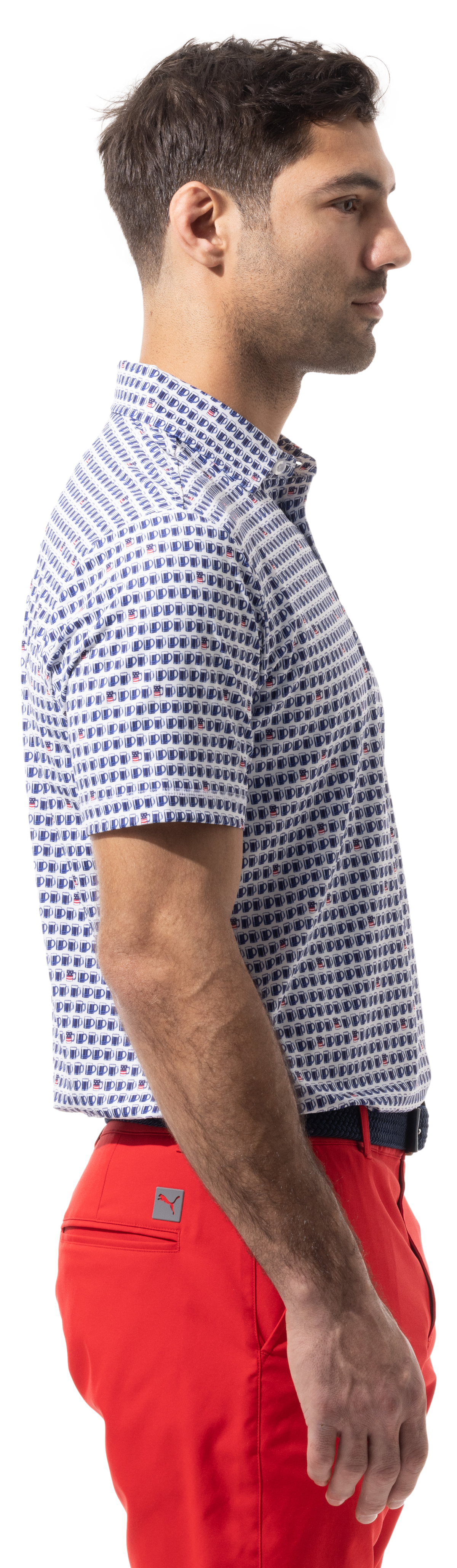 SANSOLEIL MEN'S BUTTON PRINT POLO. US ALE.  900840 - SanSoleil