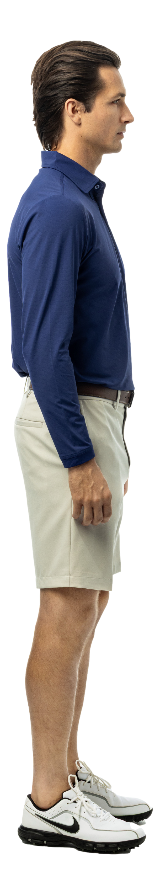 MEN'S SOLAIR LONG SLEEVE POLO. NAVY - 900841A