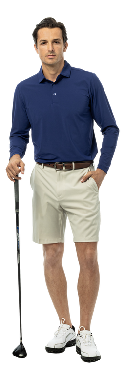 MEN'S SOLAIR LONG SLEEVE POLO. NAVY - 900841A