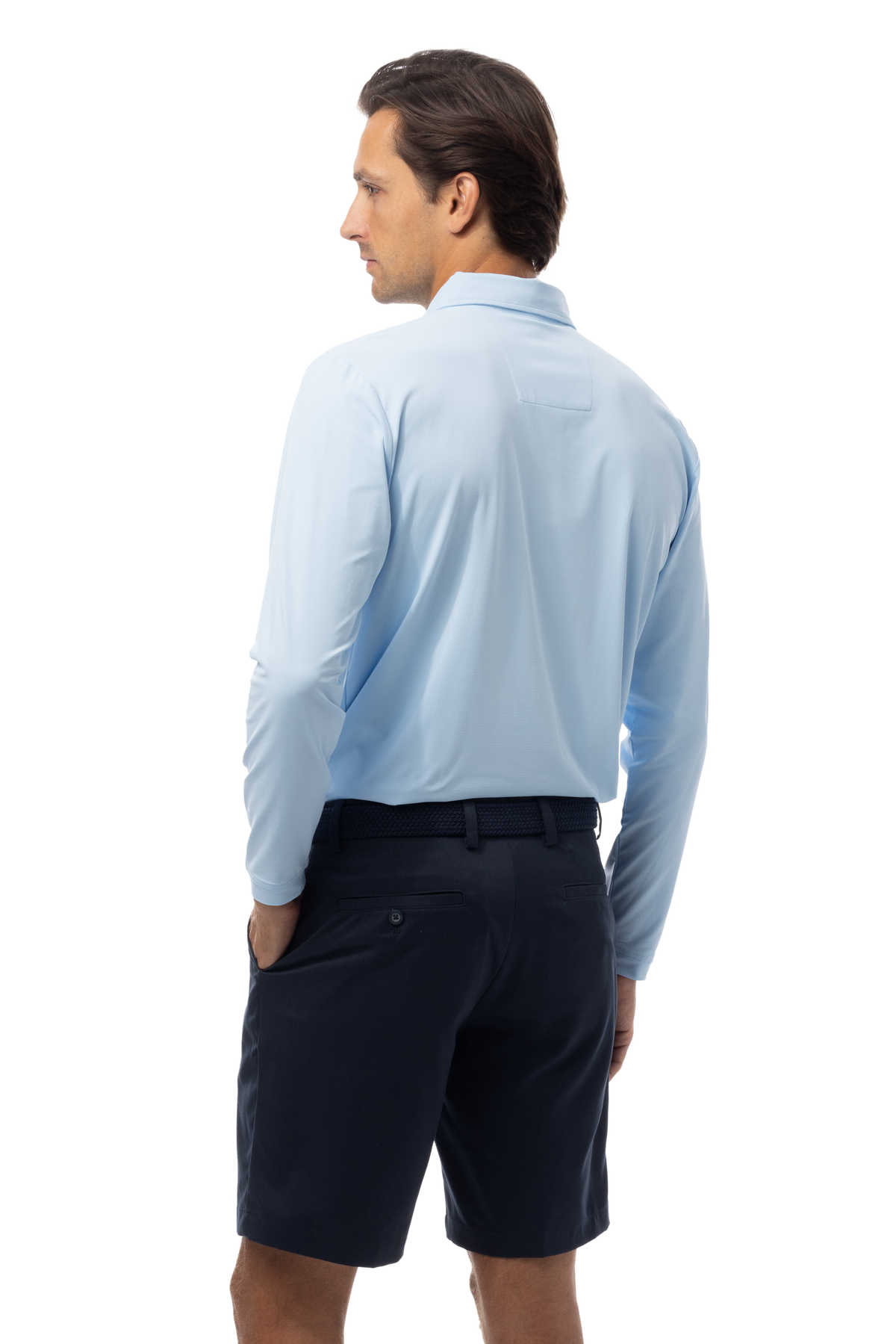 MEN'S SOLAIR LONG SLEEVE POLO. COASTAL BLUE - 900841A - SanSoleil