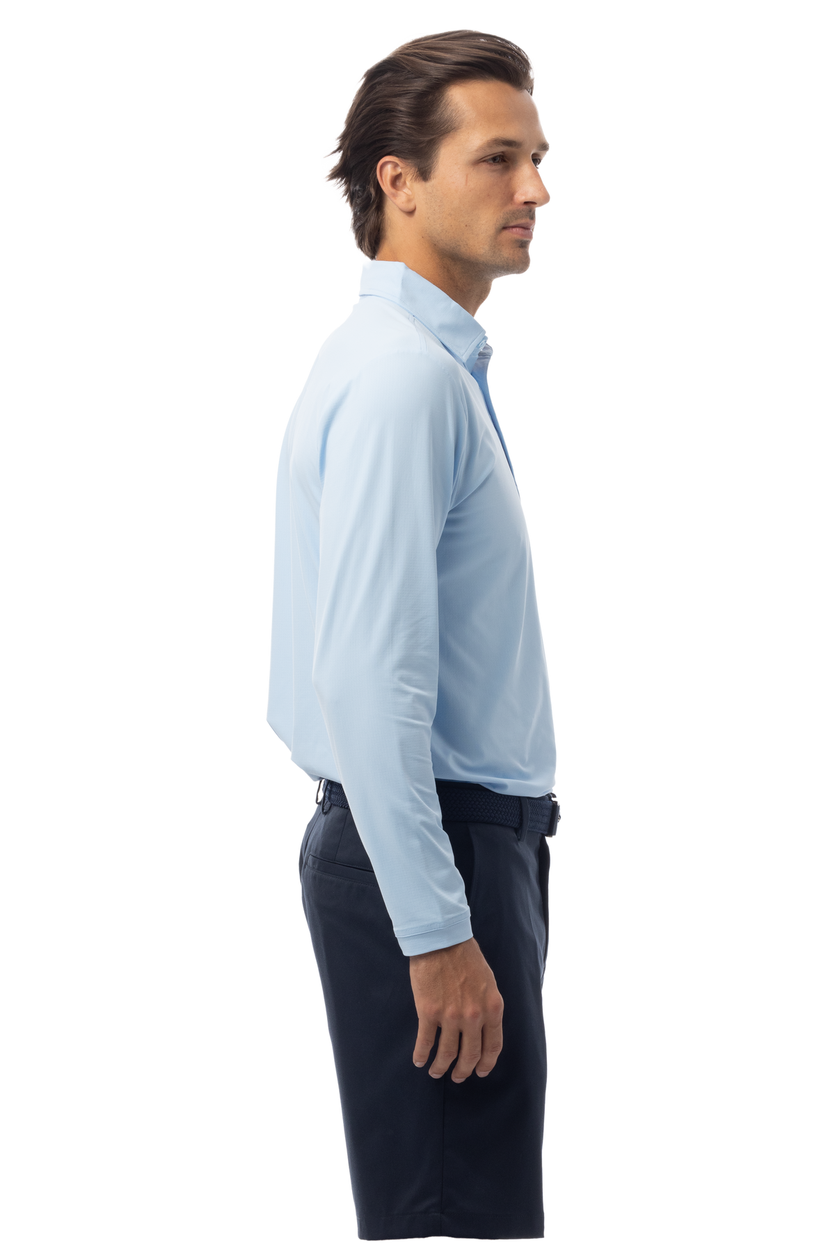 MEN'S SOLAIR LONG SLEEVE POLO. COASTAL BLUE - 900841A - SanSoleil