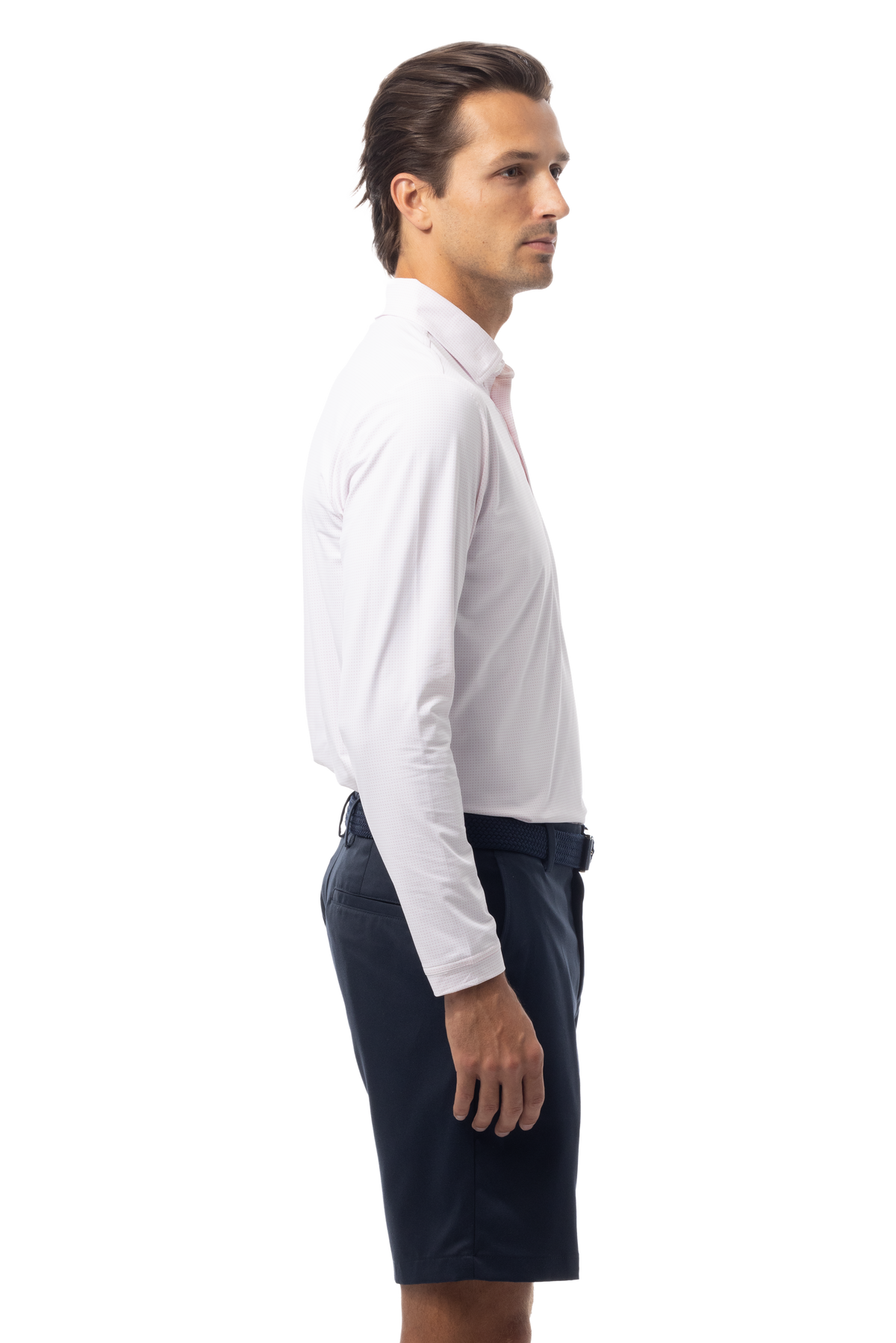 SANSOLEIL'S MEN'S SOLAIR LONG SLEEVE POLO. WHITE RED - 900841A - SanSoleil