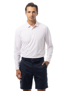 SANSOLEIL'S MEN'S SOLAIR LONG SLEEVE POLO. WHITE RED - 900841A - SanSoleil
