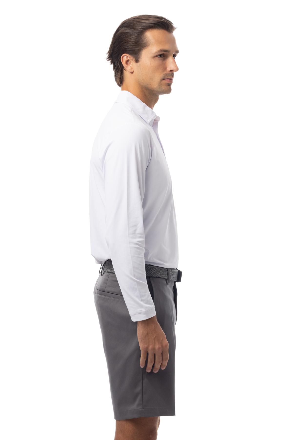 MEN'S SOLAIR LONG SLEEVE POLO. WHITE. 900841A - SanSoleil
