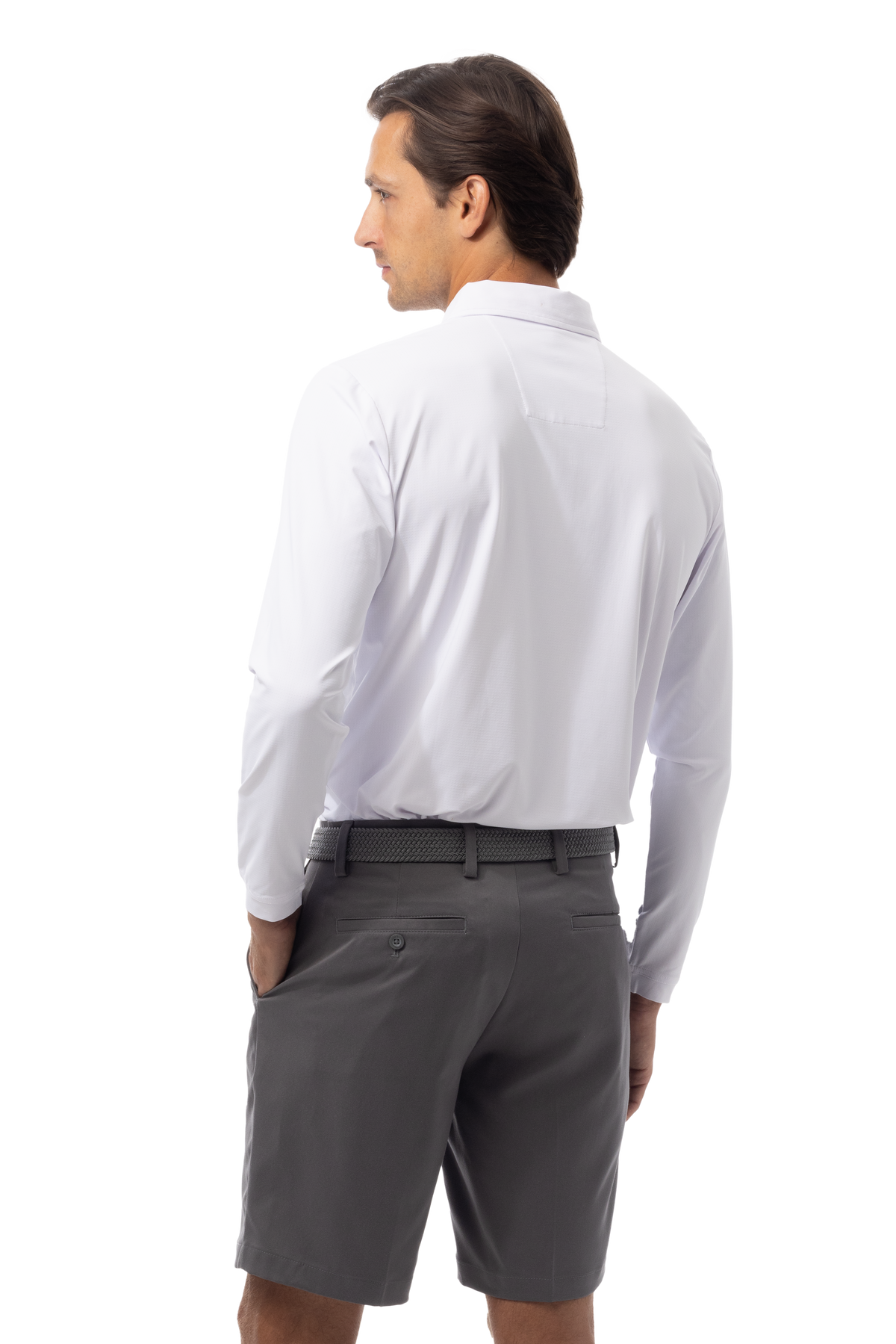 MEN'S SOLAIR LONG SLEEVE POLO. WHITE. 900841A - SanSoleil