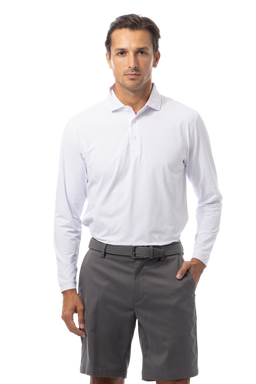 MEN'S SOLAIR LONG SLEEVE POLO. WHITE. 900841A - SanSoleil