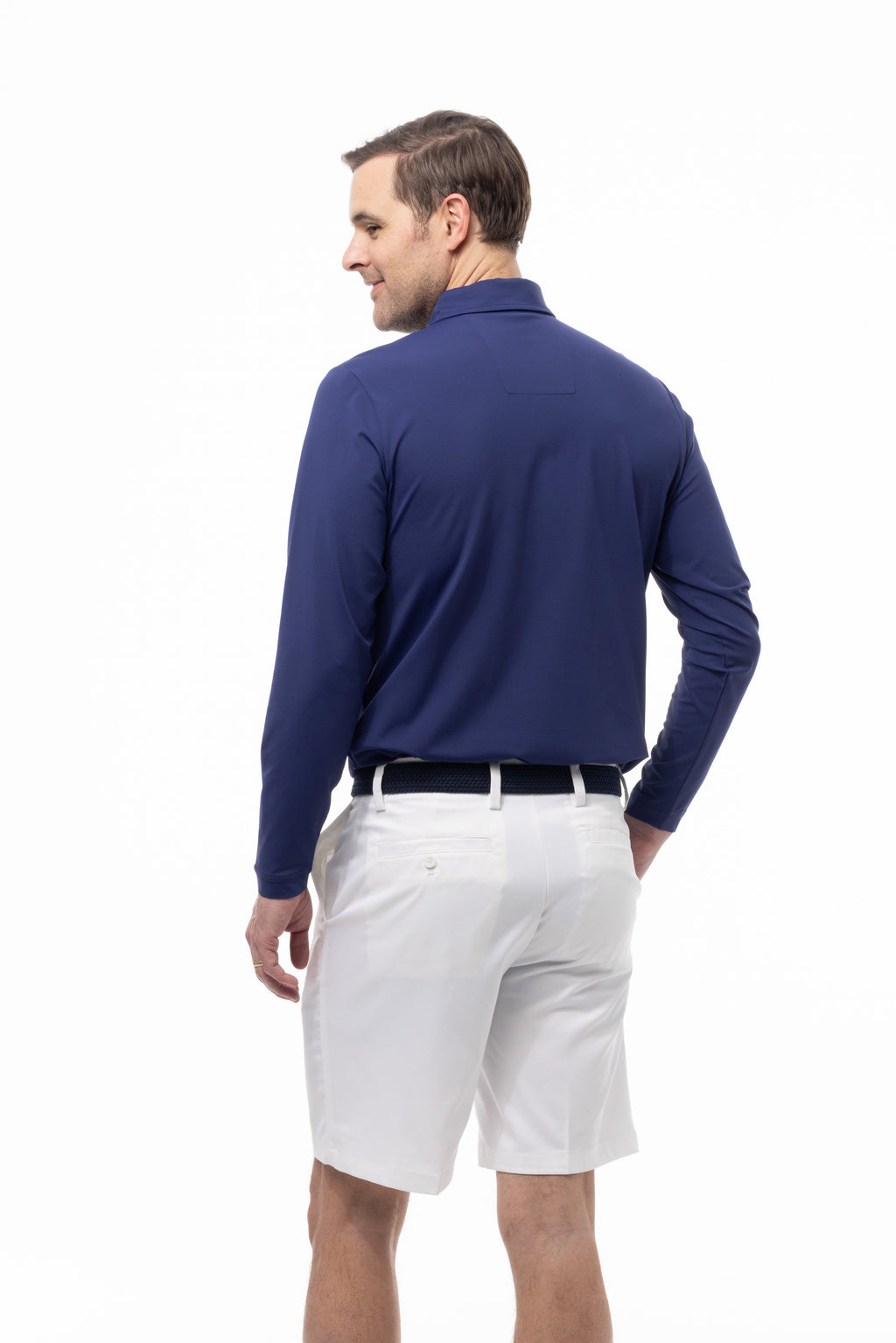 MEN'S SOLAIR LONG SLEEVE POLO. NAVY - 900841A