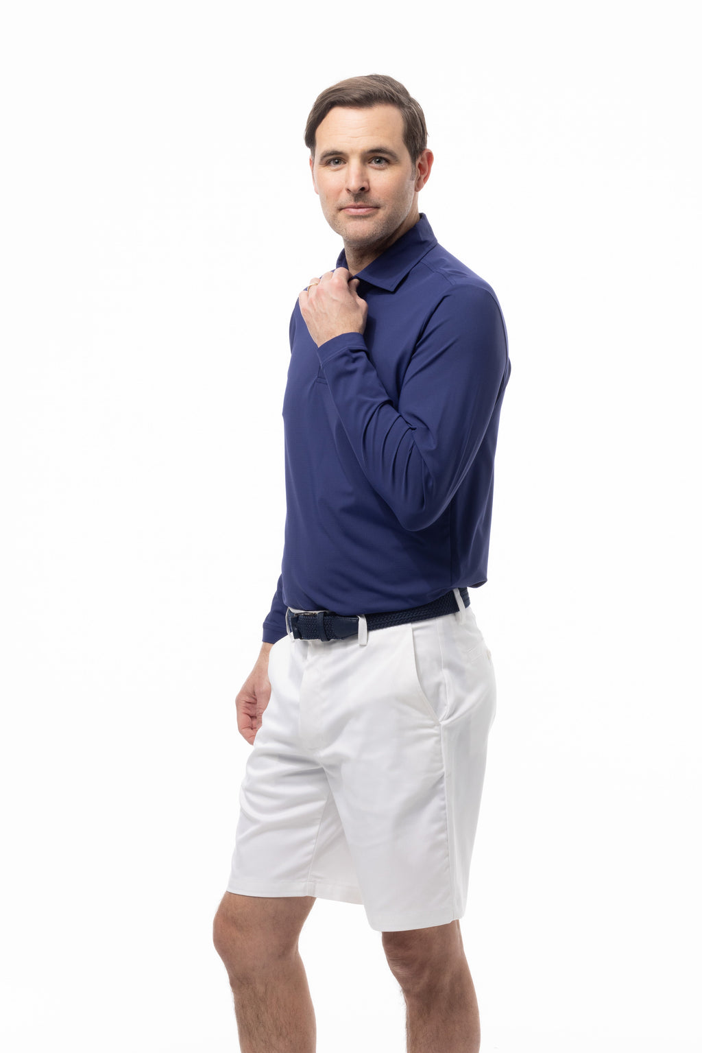 MEN'S SOLAIR LONG SLEEVE POLO. NAVY - 900841A